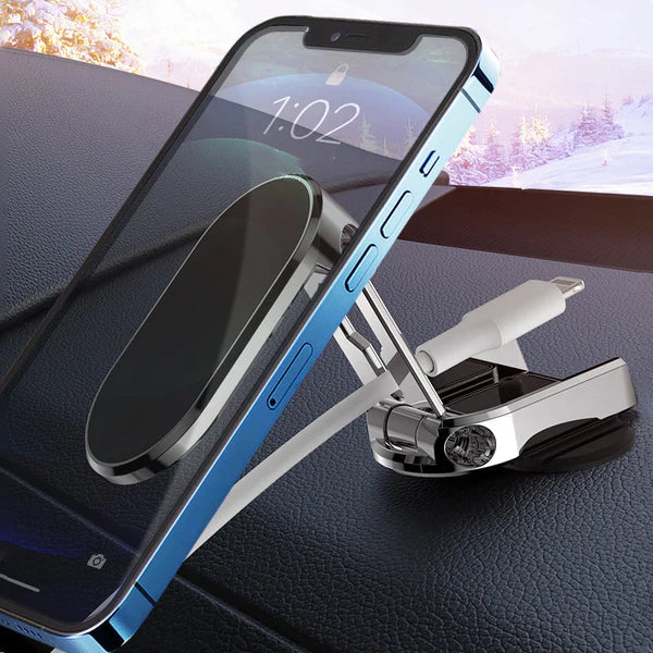 Dashboard Cell Phone Mount with Strong Magnet for Hands-Free Navigation in Any Vehicle Silver Black 360° Rotation Grip