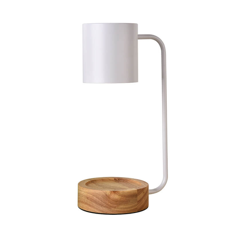 Flameless Scented Wax Warmer Lamp with Wood Base & Dimmable Ambient Light for Bedroom Living Room
