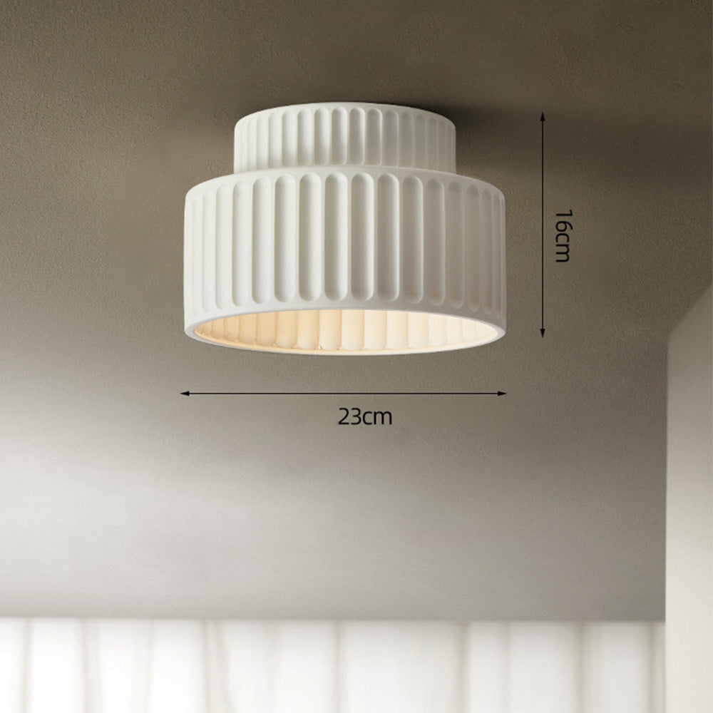 Lámpara de techo de resina de montaje empotrado, casquillo E27, pantalla texturizada, color blanco, para cocina, dormitorio, pasillo, perfil bajo, diseño escandinavo minimalista moderno