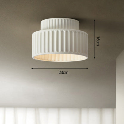 Lámpara de techo de resina de montaje empotrado, casquillo E27, pantalla texturizada, color blanco, para cocina, dormitorio, pasillo, perfil bajo, diseño escandinavo minimalista moderno