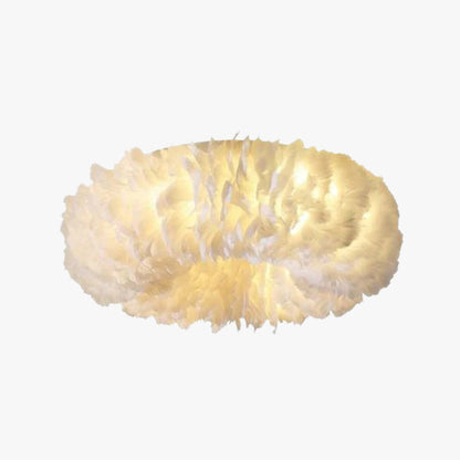 Feathered Flush Mount LED Ceiling Light 40W for Bedroom Living Room Modern Layered Design Soft Warm White Indoor Lighting
