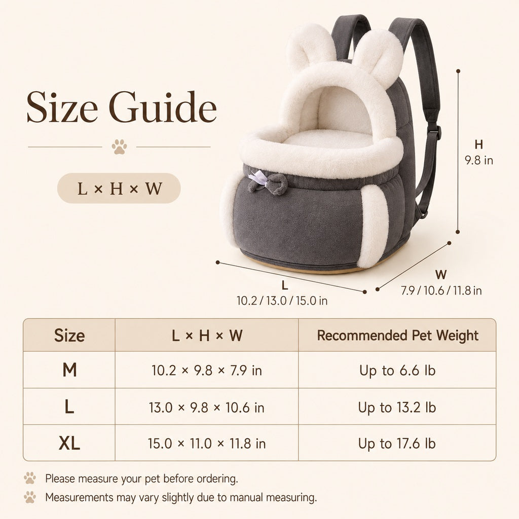 Ortekor Winter Warm Cat Carrier Backpack for Cold-Weather Outings - Plush Hands-Free Carrier for Cats & Small Pets