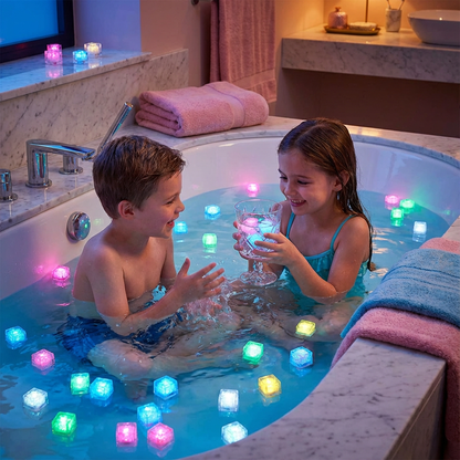 Light-Up Bath Cubes for Kids 6-Pack Waterproof LED Floating Toys Sensory Play Color-Changing Glow Cubes for Toddlers Bathtub Fun