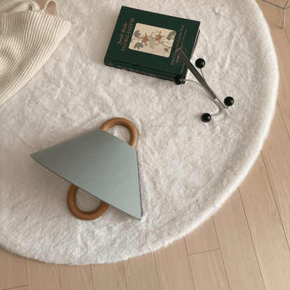 Fabric Half-Moon Wall Sconce with Natural Wood Backplate for Bedroom & Living Room