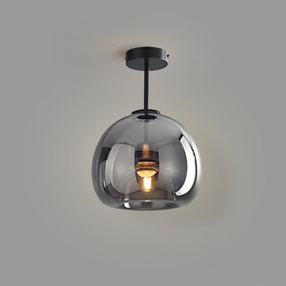 Ceiling Light Fixture Iron & Glass 10×11 inch Smoky Shade for Bedroom Hallway Living Room Modern Semi-Flush Design Hardwired E26 Base
