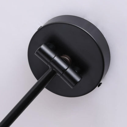 Adjustable Swing Arm Wall Light with Tapered Metal Shade - Hardwired Single Bulb Fixture for Bedside Reading & Living Spaces