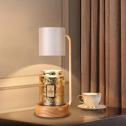 Flameless Scented Wax Warmer Lamp with Wood Base & Dimmable Ambient Light for Bedroom Living Room