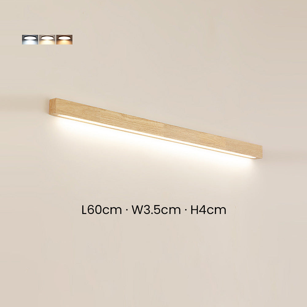 Linear LED Wood Sconce Adjustable 3-Color Temperature Vanity Mirror Light for Bathroom Bedroom Hallway Modern Nordic-Inspired Minimalist Amb