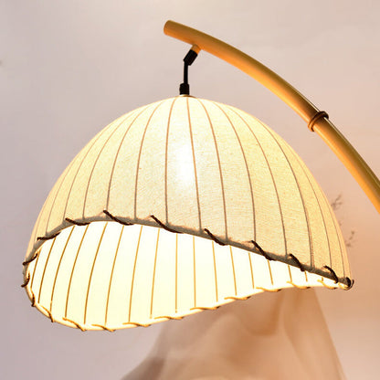 Standing Lamp with Stone Base and Fabric Shade 63 in Tall Natural White Plug-In Light for Bedroom Den Corner Accent Contemporary Home Decor
