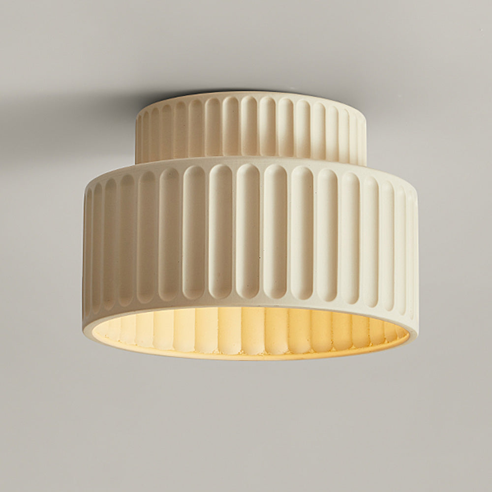 Lámpara de techo de resina de montaje empotrado, casquillo E27, pantalla texturizada, color blanco, para cocina, dormitorio, pasillo, perfil bajo, diseño escandinavo minimalista moderno