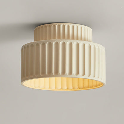 Lámpara de techo de resina de montaje empotrado, casquillo E27, pantalla texturizada, color blanco, para cocina, dormitorio, pasillo, perfil bajo, diseño escandinavo minimalista moderno