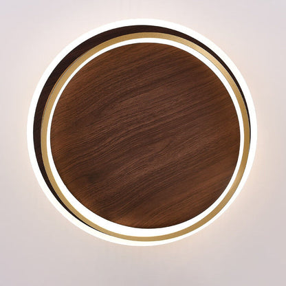 Scandinavian Wood Accent LED Ceiling Light Flush Mount Indoor • Modern Minimalist Design for Bedroom Living Room • Integrated High Lumen