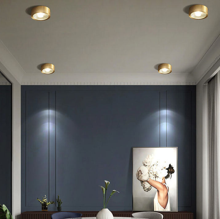Recessed LED Ceiling Light Copper Finish 5 in Round Ultra Low Profile for Bedroom Entryway Kitchen