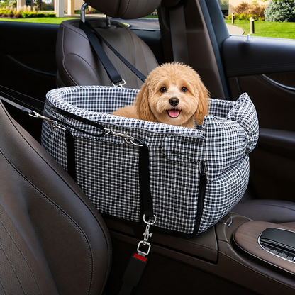 Ortekor Padded Polyester & Chew-Resistant Dog Car Seat (Adjustable Straps)