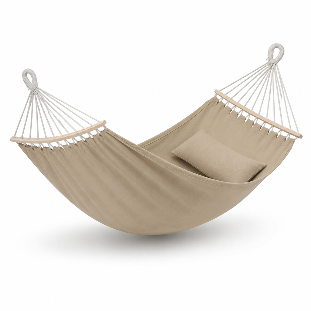 Refugio Acogedor | Hamaca de camping doble de lona con barra separadora extraíble | Diseño duradero para la relajación al aire libre