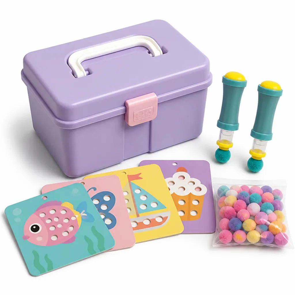 Kit de manualidades de pompones con herramienta de inserción sin pegamento (set de 600 unidades)