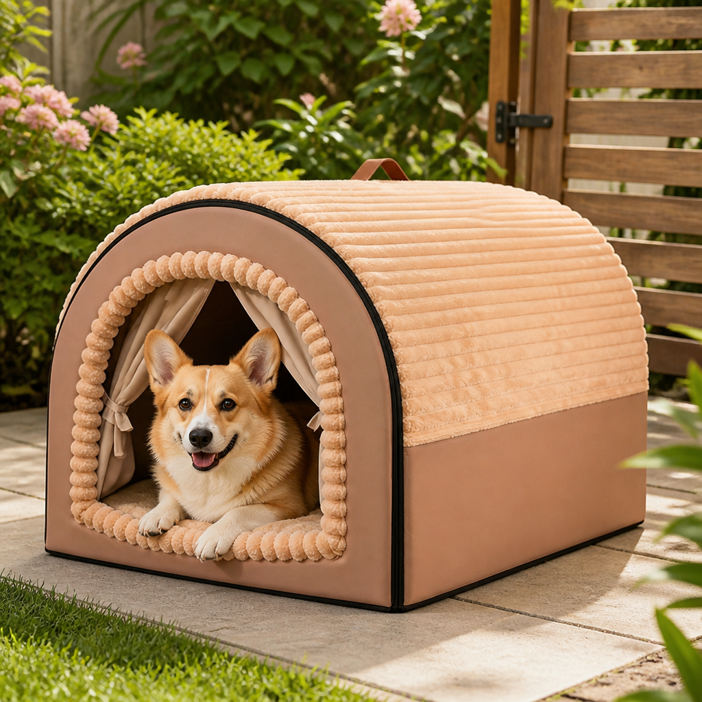Ortekor All-Season Foldable Washable Dog Cave Bed (Non-Slip Base)