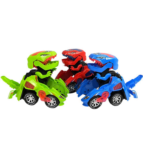 Coche de juguete LED transformable en dinosaurio con control remoto para aprendizaje interactivo