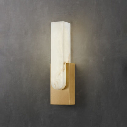 LED Sconce Light 20 Inch Vertical Alabaster Shade Gold Base Hardwired Modern Bedroom Hallway Wall Fixture for Contemporary Homes