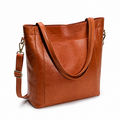 Structured Genuine Leather Tote (Detachable Strap)