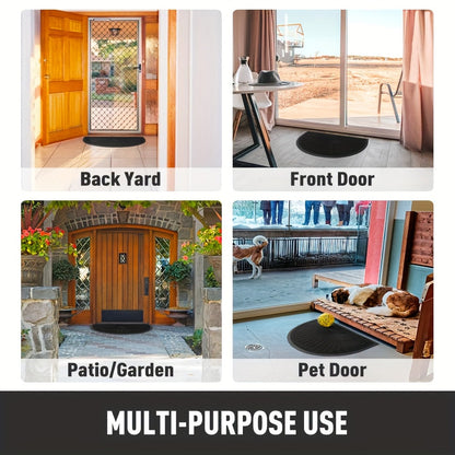 Half-Moon Entryway Mat 17x30in Grip-Back Rubber Construction Mud-Trapping Surface Indoor Outdoor Use All-Weather for Front Door Back Porch H