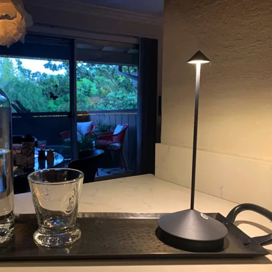 Rechargeable LED Desk Lamp with Dimmer - Cordless Aluminum Light for Patio, Dining & Bedside - 11.4 in Tall, 2700K Warm Glow, USB Powered fo