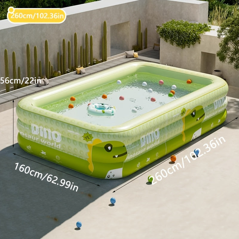 Inflatable Kiddie Pool with Dinosaur Theme for Backyard Water Play – Durable PVC Construction Family-Size Wading Pool
