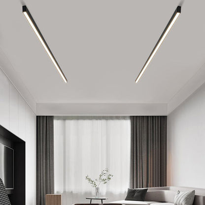 Modern Linear Black LED Flush Mount Ceiling Light Dimmable 24-47 Inch Metal for Kitchen Living Room