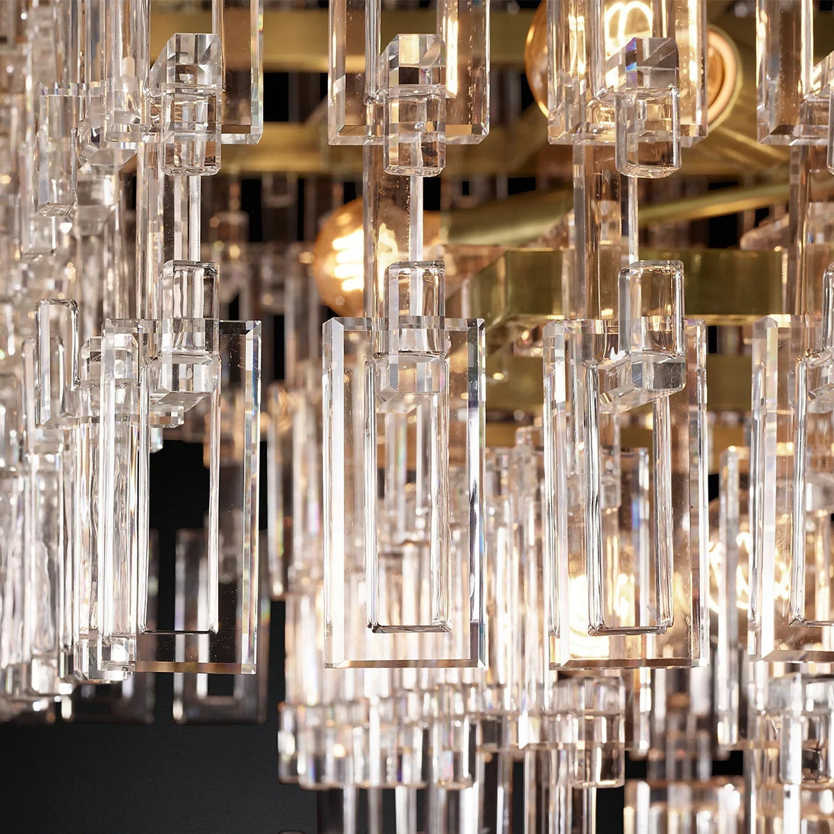 Multi-Tiered Crystal Ring Chandelier with Glass Chain Links for Dining Rooms and Living Rooms 36 48 60 Inch