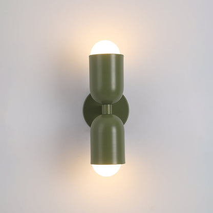 Aplique de pared ajustable de dos cabezales en acabados metálicos vibrantes para iluminación de acento en sala de estar y dormitorio