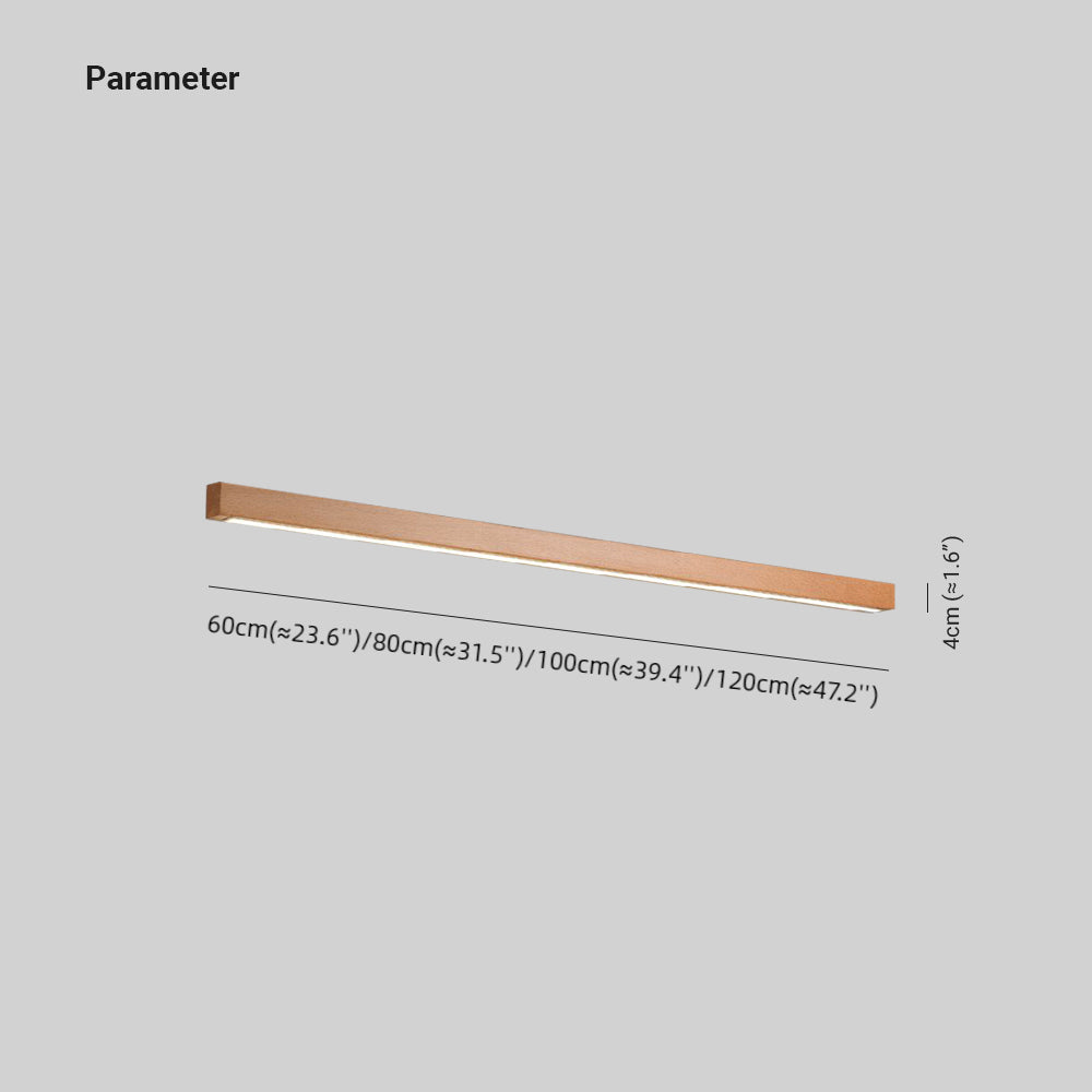Aplique de pared LED rectangular de madera con pantalla de acrílico para dormitorio y sala de estar | Luz de espejo minimalista moderna