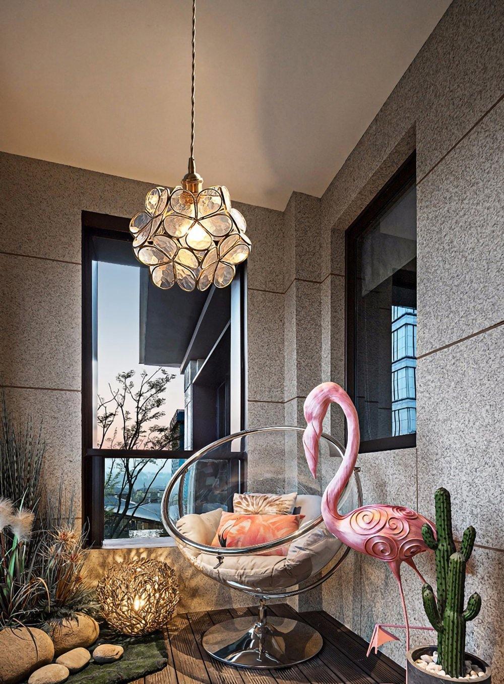 Glass Shade Hanging Fixture 8-Inch Brass Finish Ceiling Light for Kitchen Dining Room Entryway Hardwired with Adjustable Cable