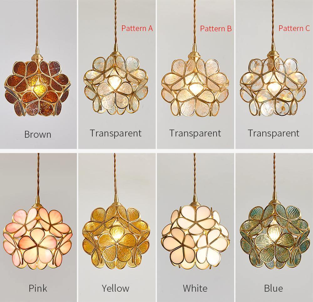 Glass Shade Hanging Fixture 8-Inch Brass Finish Ceiling Light for Kitchen Dining Room Entryway Hardwired with Adjustable Cable