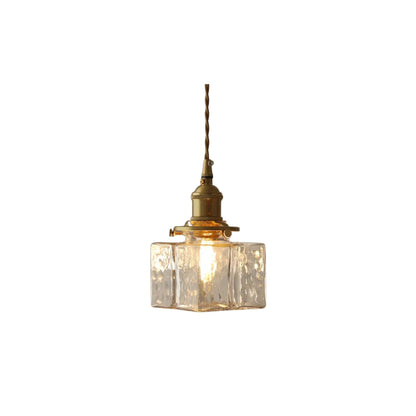 Hanging Fixture with Clear Textured Glass Globe & Brass Socket – 10 in Shade for Dining Table or Kitchen – Warm Ambient Overhead Lighting