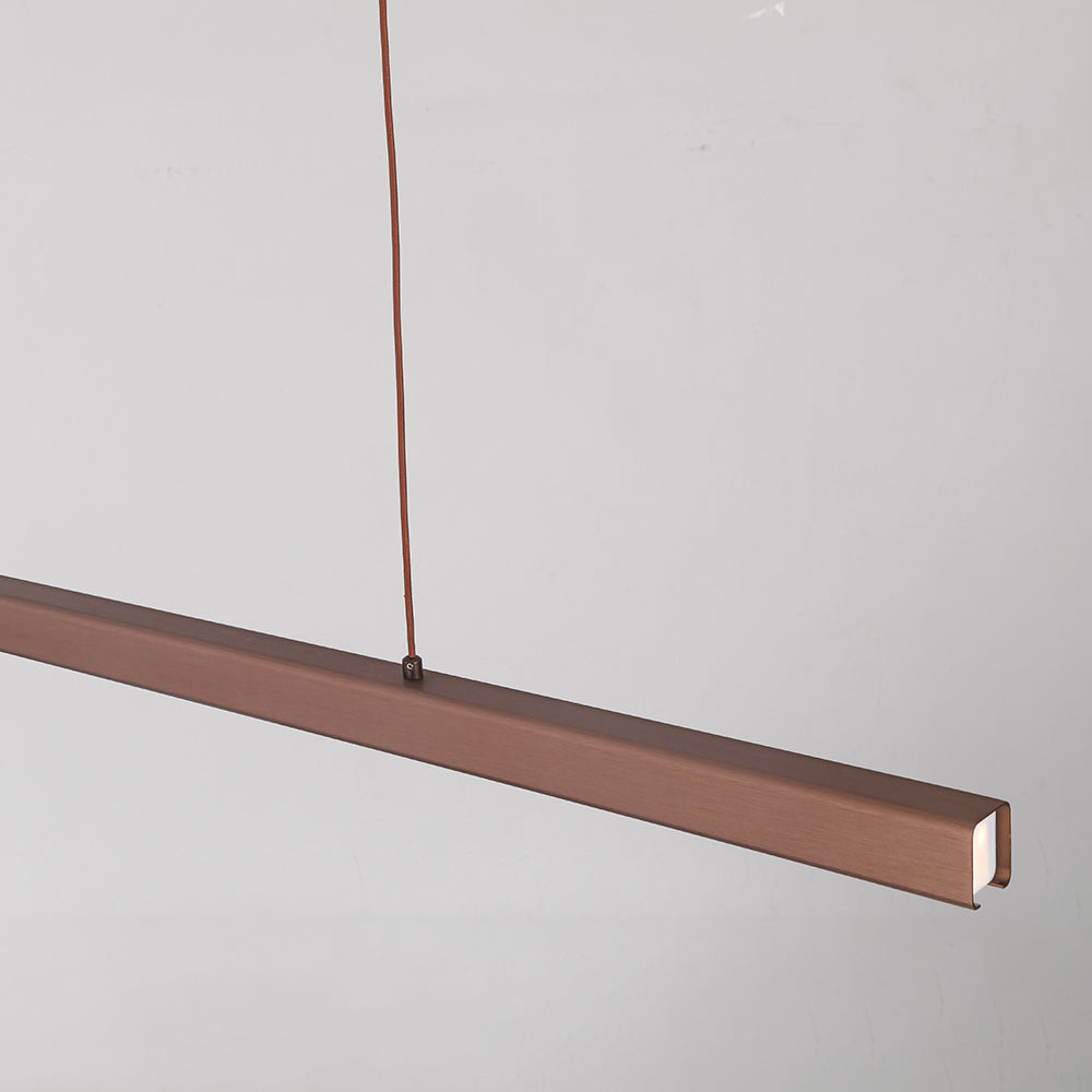 Linear LED Ceiling Light 59 in Metal Acrylic Fixture for Kitchen Island & Dining Room Adjustable Hanging Lamp Modern Black Brown