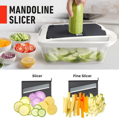 Mandoline Slicer with 8 Blades – Kitchen Prep Tool for Dicing, Julienne, and Shredding Vegetables