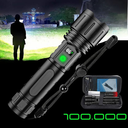 High-Lumen Rechargeable Tactical Flashlight with 5 Modes & 1640 ft Beam for Camping, Hunting & Emergency Use