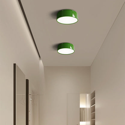 LED Flush Mount Ceiling Light 14-19 in Dimmable Metal Dome Fixture Green for Bedroom Kitchen Office