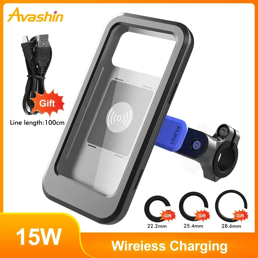 Waterproof Bike Phone Mount with 5000mAh Power Bank USB Charging Handlebar Holder for Smartphones 4.5-6.8 Inches Touch Screen Compatible Mot