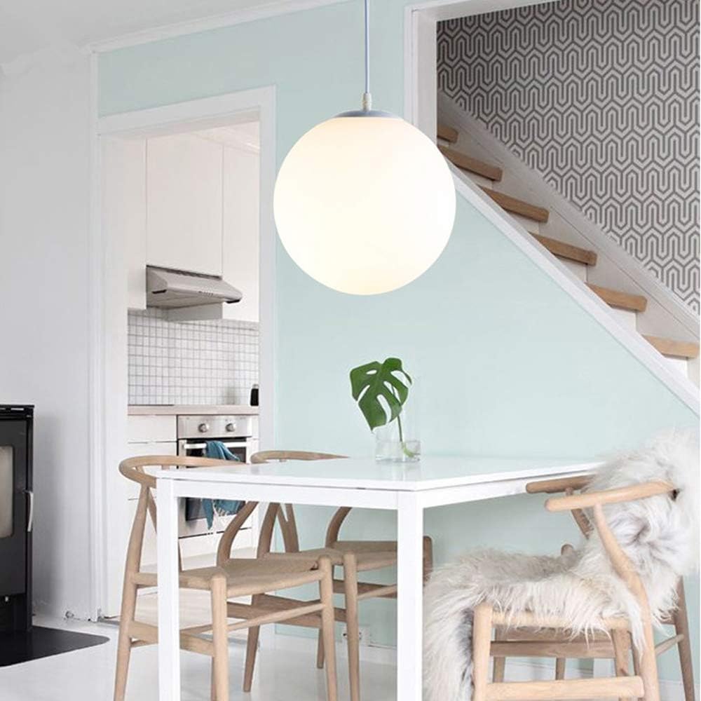 Globe Pendant Light E26 Socket for Kitchen Island Dining Room Bedroom Ceiling Lighting White 10 Inch Sphere Adjustable Hanging Fixture