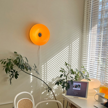 Touch-Activated LED Glass Sconce 10 in Round Orange Ambient Light for Bedroom Living Room Study Modern Energy-Efficient Decorative Fixture