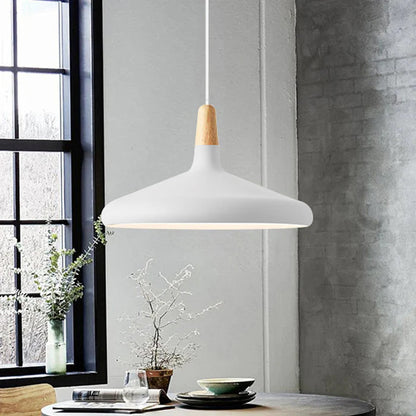 Hanging Ceiling Light Fixture Wire-Suspended E27 Socket Natural Wood Accent Modern Minimalist Style for Kitchen Island Dining Table Living R