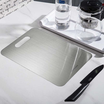 Dual-Surface Stainless Steel Cutting Board for Kitchen Food Prep & Meal Safety | Rust-Resistant Chopping Board for Meat, Vegetables, Bread