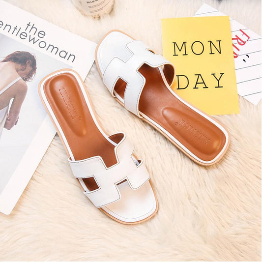 Sandalias tipo chancla para mujer, planas, de piel sintética, color blanco, negro, marrón, rosa y dorado, para verano, playa, casual y uso diario