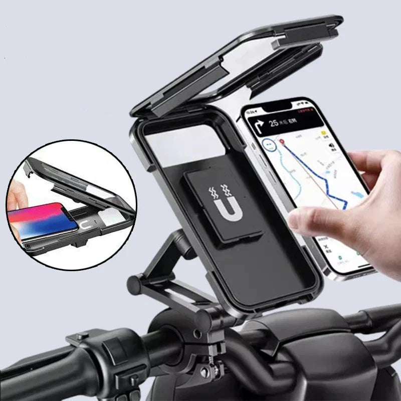 Waterproof Bike Phone Mount with Wireless Charging & 5000mAh Power Bank for E-Bikes & Motorcycles