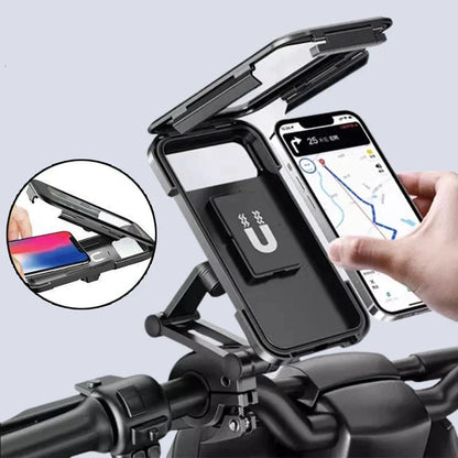 Waterproof Bike Phone Mount with Wireless Charging & 5000mAh Power Bank for E-Bikes & Motorcycles