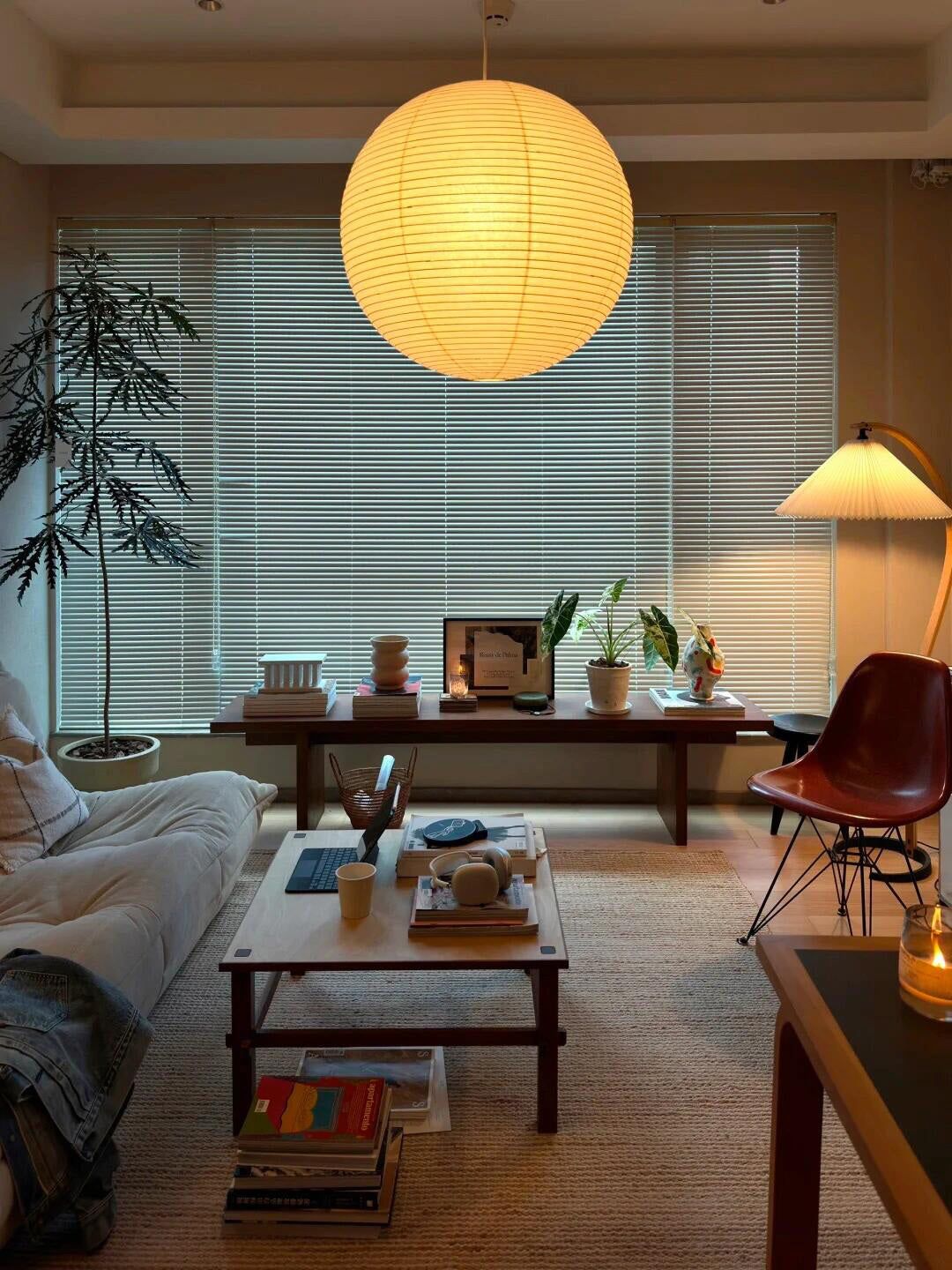 Handmade Paper Globe Drop Light for Kitchen Island & Dining Room – Adjustable Cable, E26 Socket, Soft Ambient Glow – Modern Overhead Fixture