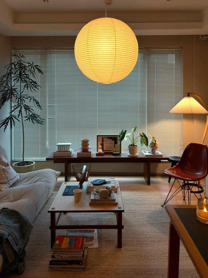Handmade Paper Globe Drop Light for Kitchen Island & Dining Room – Adjustable Cable, E26 Socket, Soft Ambient Glow – Modern Overhead Fixture