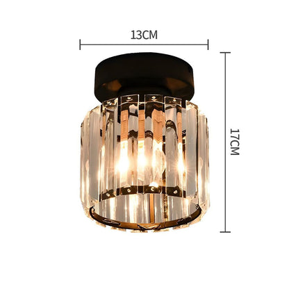 Flush Mount Crystal Light Fixture E27 Socket Black Gold for Bedroom Living Room Hallway Indoor Home Décor Compact Reflective Shade Elegant A
