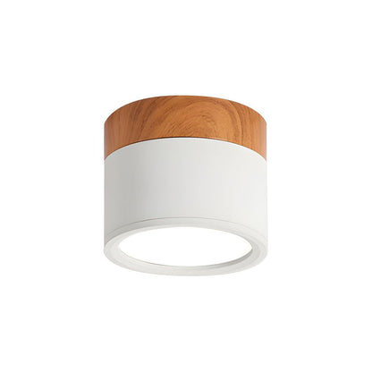 Round LED Flush Mount Light Fixture Wood Accent Aluminum 5W 7W for Entryway Bedroom Kitchen Hallway Ceiling Lamp Modern Minimalist Scandinav